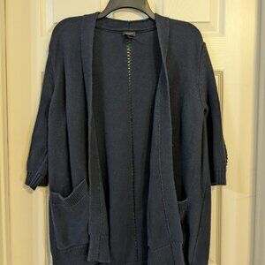 Ann Taylor Factory Navy Blue 3/4 Sleeve Cardigan